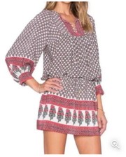 Ulla Johnson Indian Bazaar Floral Printed Silk Boho Tunic Shirt Dress Sz 4