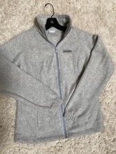 Columbia Full Zip Fleece Jacket Women  s Sz S Gray Mock Neck Mint Condition 