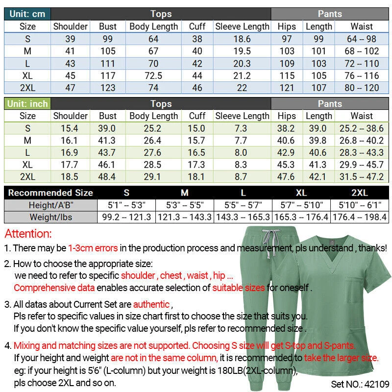 Stretch Medical Nurse Uniform Women Scrub Set V-Neck 3-Pocket-Top Jogger Pants - Image 2 of 4