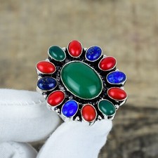 Green Aventurine Gemstone Ring Handmade 925 Sterling Silver Jewelry For Gifts