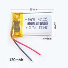 3.7V 120mAh LiPo Polymer Rechargeable Battery 401525 For Bluetooth 3D Glasess