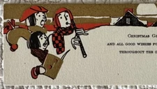 Unused Christmas Art Deco Men Sing Play Music Vtg Greeting Card 1920s 1930s