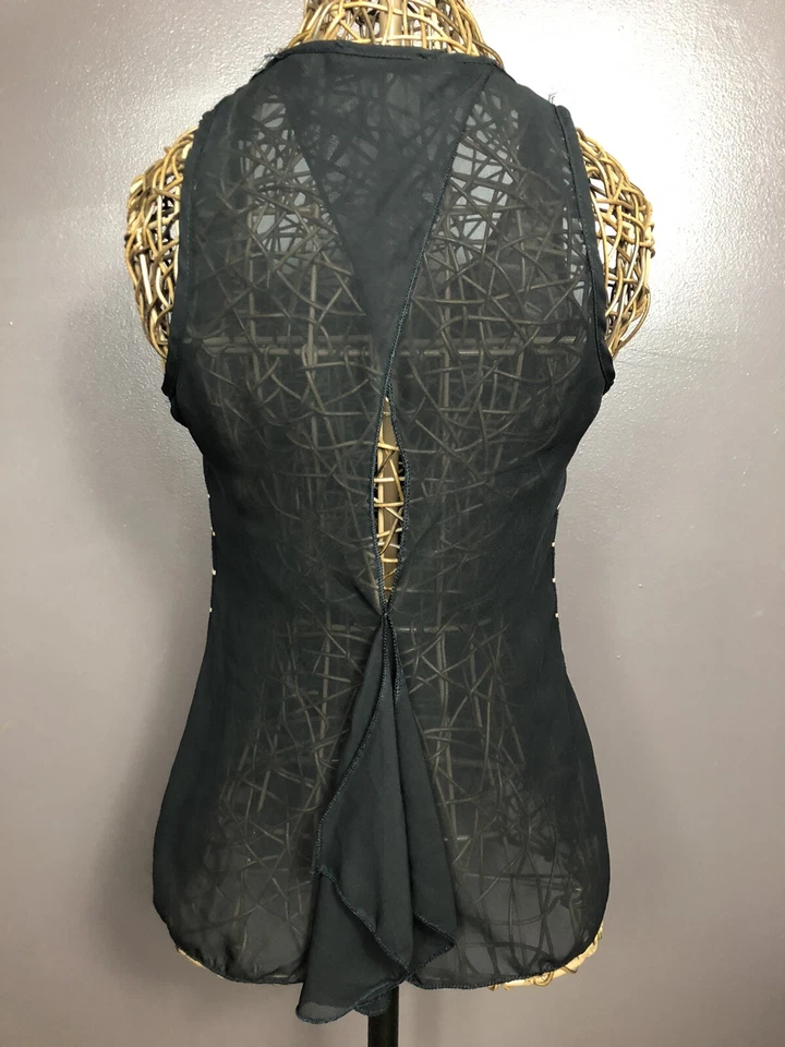 Regata listrada Double Zero preta e marrom com costas abertas transparentes tamanho pequeno - Imagem 4 de 4