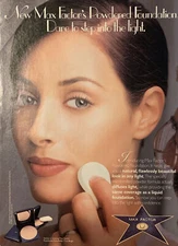 1997 Max Factor Powdered Foundation PRINT AD Shirley VTG 1990s Makeup Cosmetics