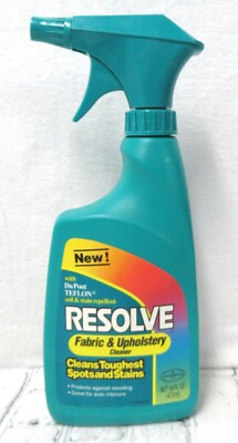 Vintage RESOLVE Fabric and Upholstery Cleaner 16oz Green Bottle 90% Full