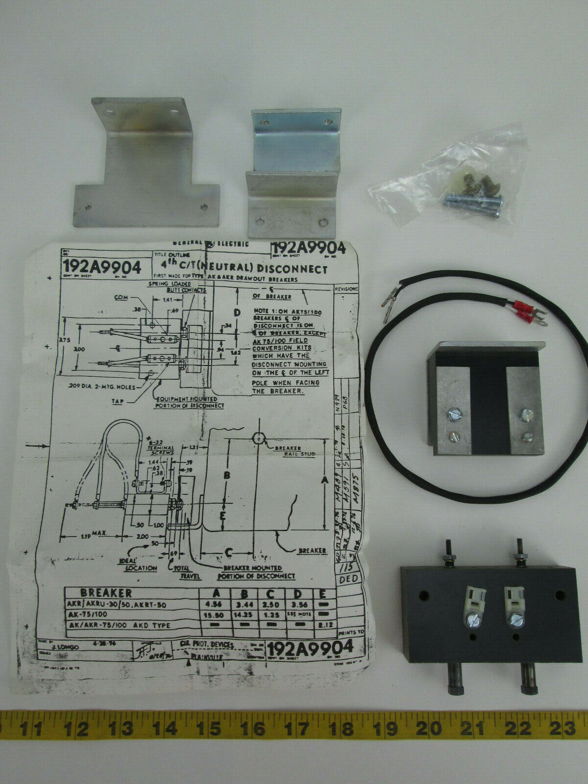 NOS GE General Electric 4th C/T (Neutral) Disconnect Kit 192A990