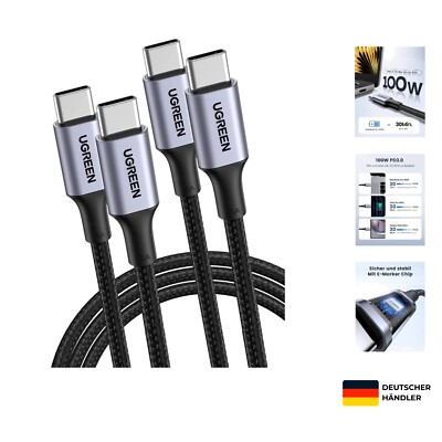 USB C Kabel 100W Nylongehäuse Schnelles Laden Datenübertragung Doppelpack