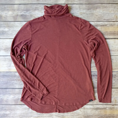 Prana Foundation Turtleneck Women M Rust Soft Outdoor Base Layer Poetcore Scandi