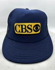 CBS Vintage Cap Hat Adult Trucker Mesh Snapback Blue Poly Foam Designer Award