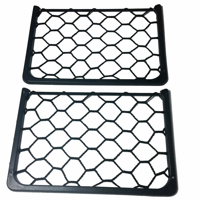2 x Campervan Magazine nets, Black, elasticated, inner metal framed support