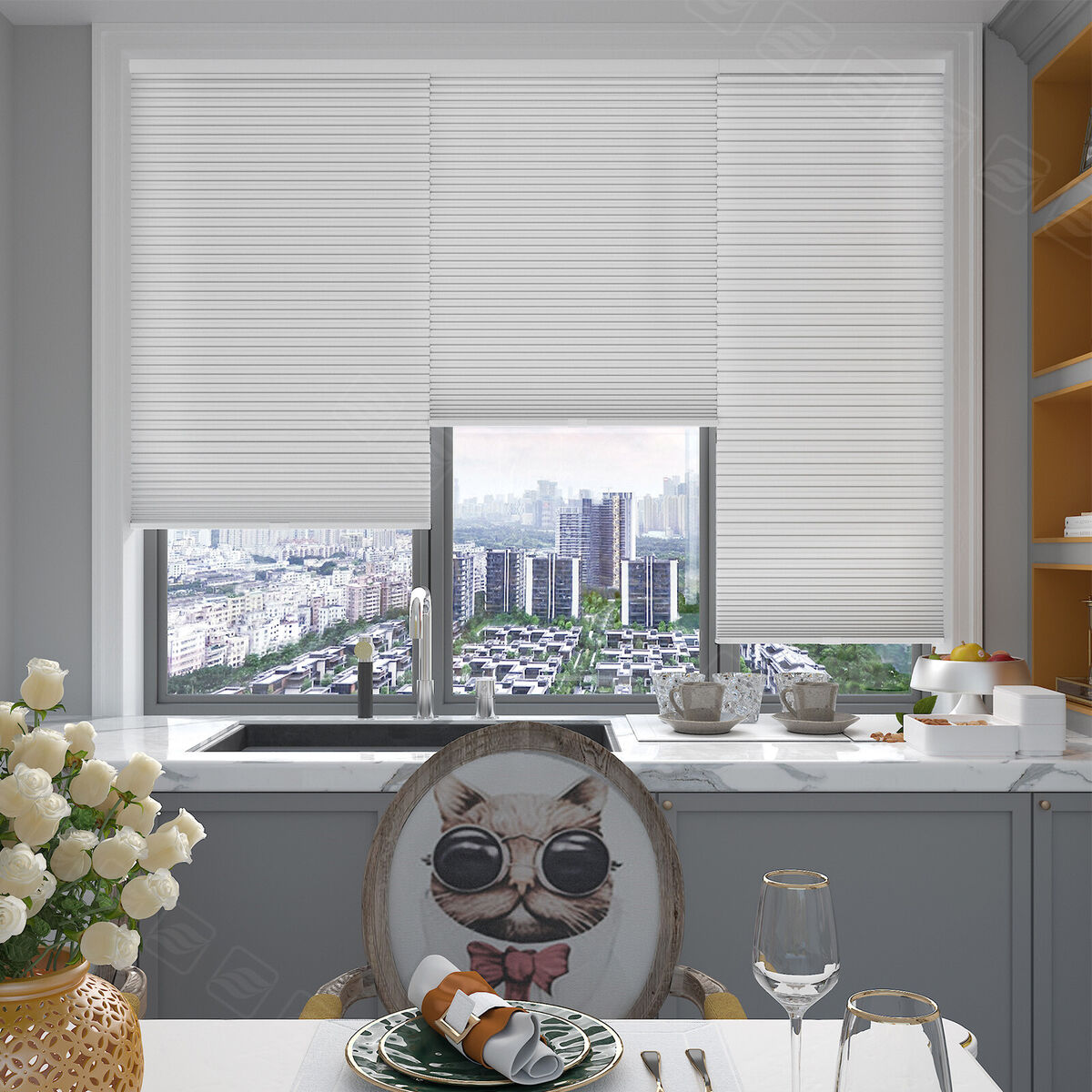 Changshade Blackout Cellular Shades Cordless, Top Down Bottom Up Blinds For Windows, 1.5 Single Cell Pleated Honeycomb Window Shades For Bedroom, Child Room,19 Width X36 Height,White