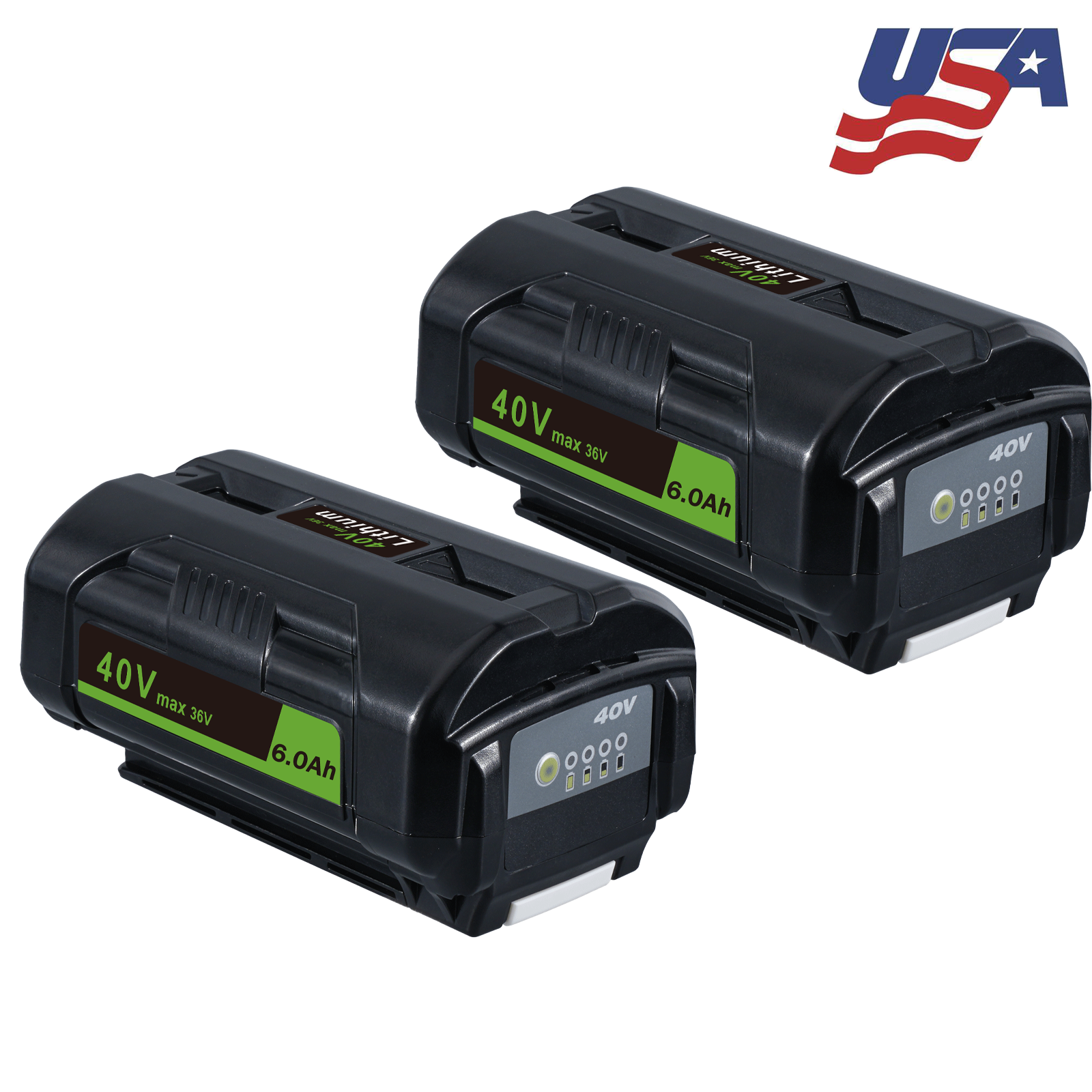 2x Ryobi 40V 6.0Ah High Capacity Lithium-Ion Battery OP4050 OP40602