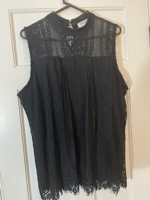 EVE & MADDIE WOMENS BLACK LACE LINED TOP - SIZE 2X