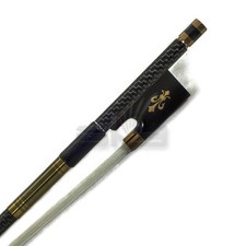 4/4 Violin Bow Silver Inlay Carbon Fiber Brass Parts Ebony Frog Fleur De Lys