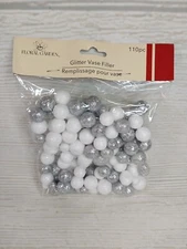 New White SILVER Christmas Winter 110 GLITTER BALLS Craft Vase Bowl Filler Decor