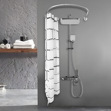 Shower Curtain Rod W/ Shower Curtain Stainless Steel Shower Curtain Rail Pole