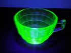 Hocking Glass Block Optic Green Uranium Depression Glass Cup