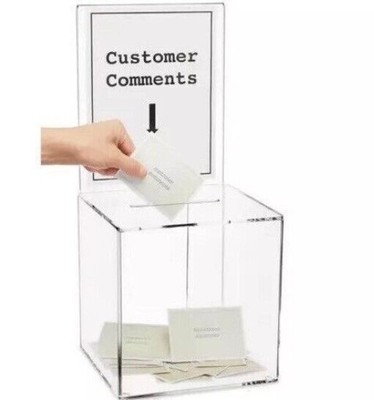 Clear Acrylic Locking Ballot Box w/ Removable Header & Keys 6.25''W x 4.5''H x 4''D
