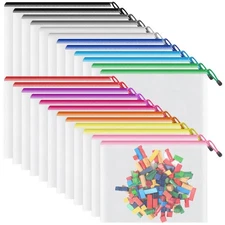 Smarpau A5 Mesh Zipper Pouch 24 Pack 12 Colors 9.5" x 7.1" Multipurpose Zippe...