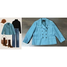 Carlisle Blue Double Breasted Jacket Career Business Casual  Wool sz 16