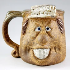 Robert Weiss Originals Stoneware Pottery Tee Off Golfer Funny Ugly Face Mug Vtg