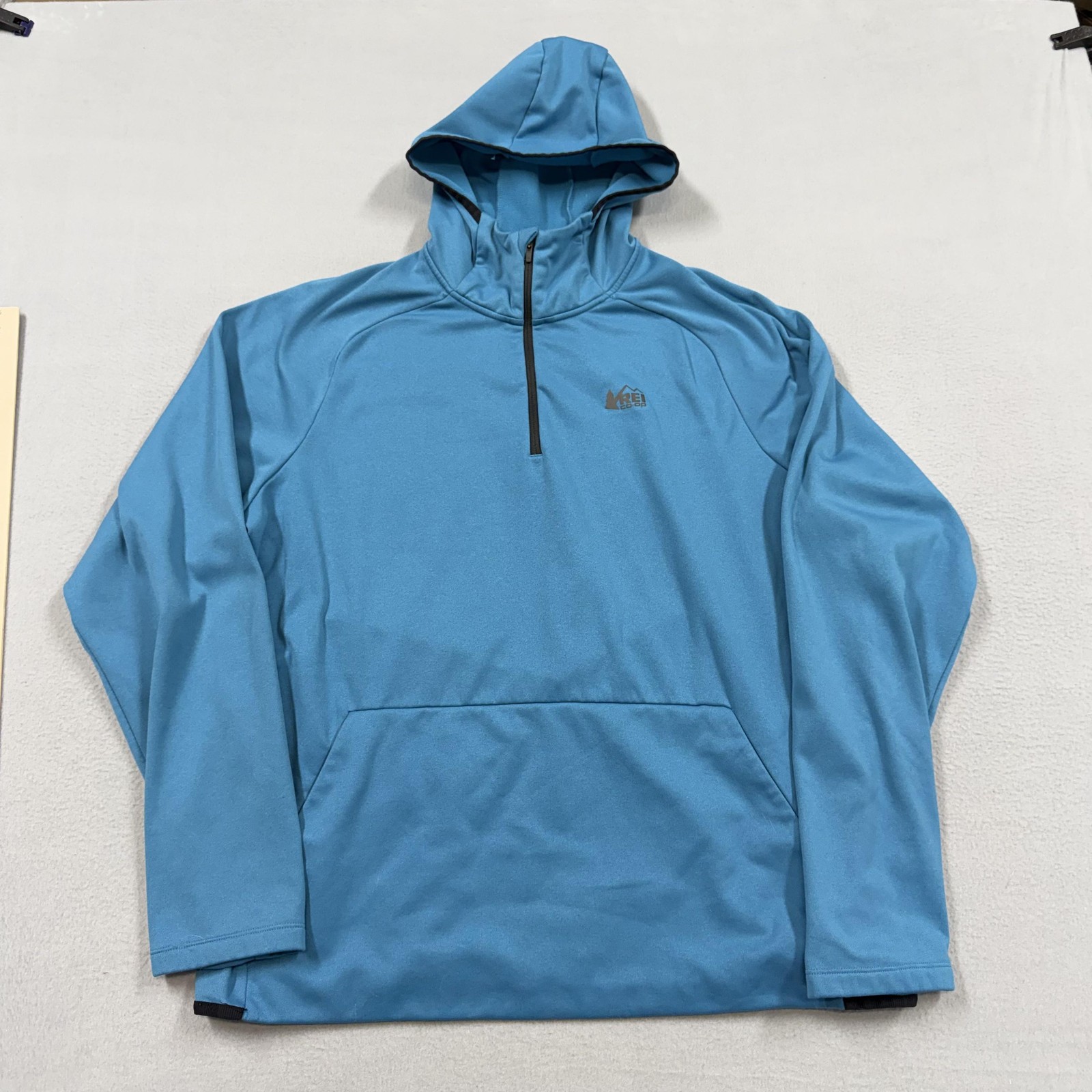 REI Co-op Hoodie Sweatshirt Mens XL Blue Lightweight 1/4 Zip Fleece Pullover