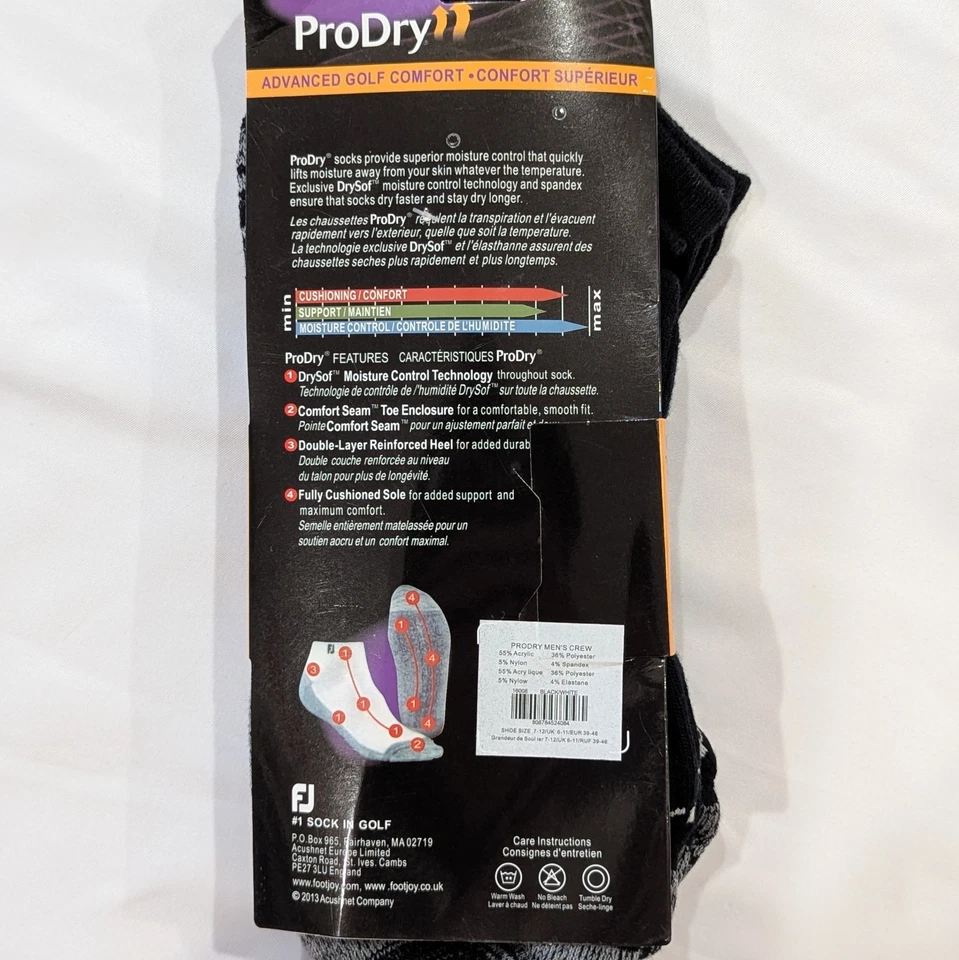 Calcetines al tobillo de golf FootJoy ProDry para hombre paquete de 2 Value Pack negro gris talla L nuevos con etiquetas Foto 3 de 4