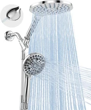MakeFit Dual Handheld Shower Head Combo, 2-in-1 Rain Heads Chrome 