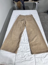 Universal Thread Beige Corduroy Wide-Leg Women's Pants Button Accent Pockets