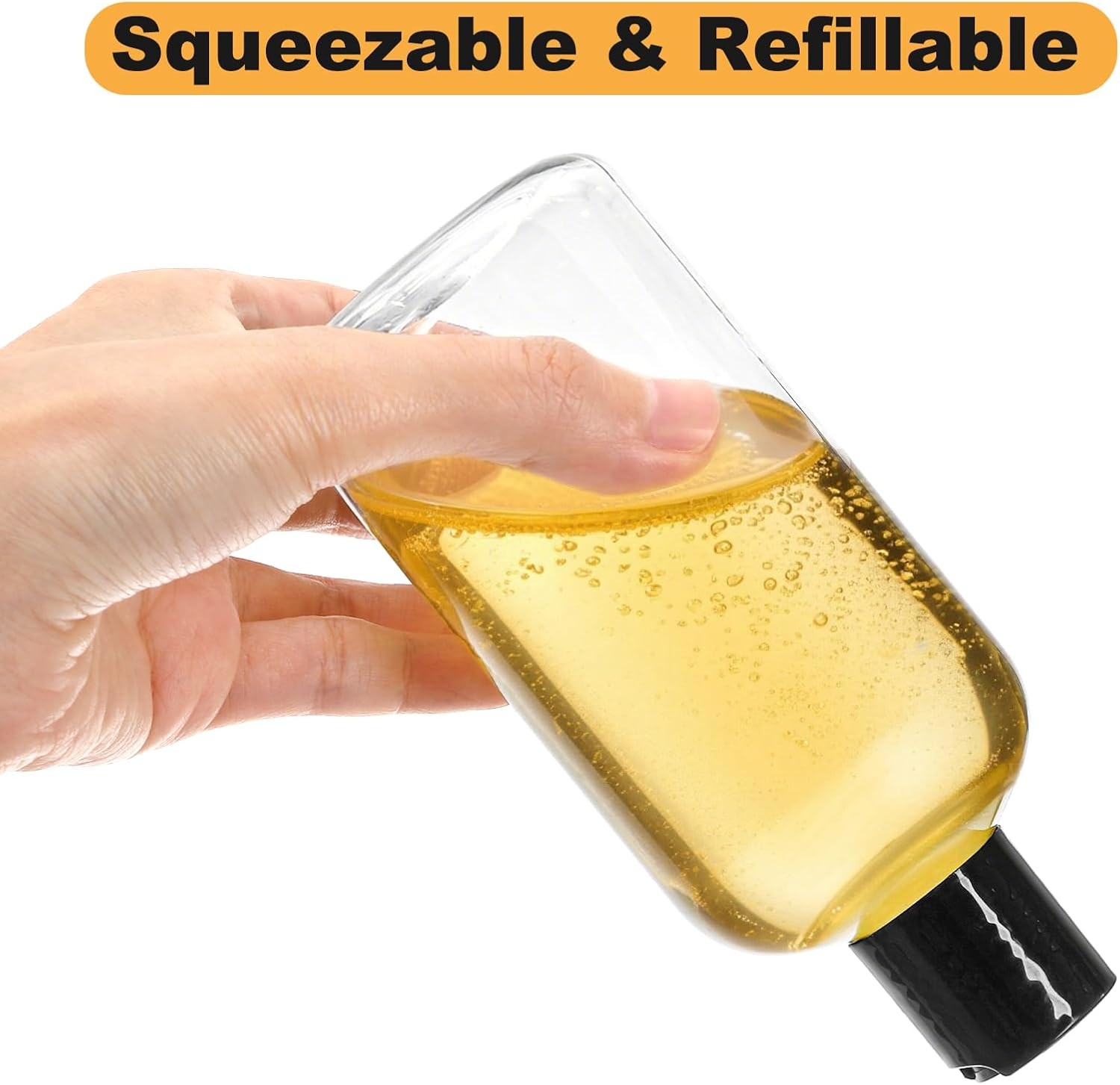 16 Pack 8oz Clear Plastic Empty Bottles with Disc Top Caps, Refillable Travel Co