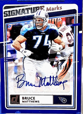 Bruce Matthews Auto /50   2020 Donruss Signature Marks Blue   Titans HOF