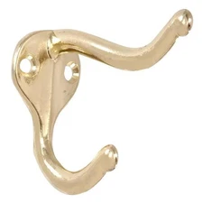 Hillman Coat/Hat Hook 852081 Brass Finish Clothes/Closet/Towel/Bathroom 2PC
