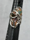 VTG Artisan Brutalist Sterling Silver 925 Mexican Boulder Opal Ring Sz 8.75-9