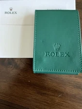 ROLEX Green Leather Watch Case Soft Travel Pouch Holder Protector 