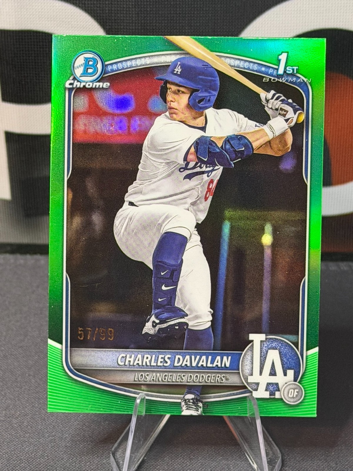 2025 Bowman Draft 1st Bowman Chrome Green Refractor /99 Charles Davalan Dodgers
