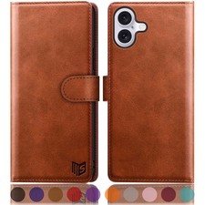 with iPhone 16 6.1" Wallet case with RFID Blocking Credit ,Flip Book PU Leath...