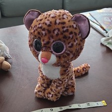 Large Ty Beanie Boos Leopard Plush Toy with Glitter Eyes Patches