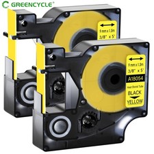 2 Heat Shrink Tube Label IND Tape Black on Yellow 18054 For Dymo Rhino 3000 3/8"