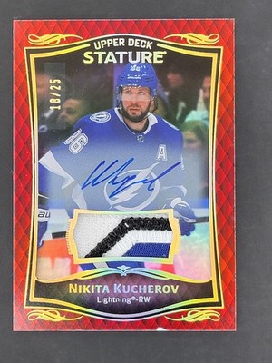 2023/24 Upper Deck Stature Nikita Kucherov Red Patch Auto /25