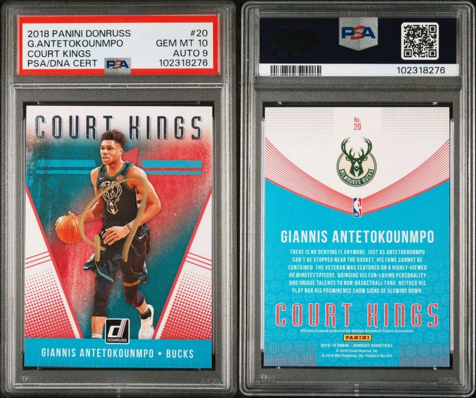 Freak Gold Auto●2018 Court Kings Giannis Antetokounmpo Gold Auto●PSA 10●POP 1 Foto 2 de 3