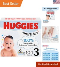 Snug & Dry Huggies Size 3 Diapers - Ultra Soft & Fragrance-Free, 104 Count 0.37 per diaper