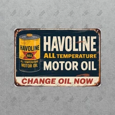 Vintage Havoline Metal Sign All Temperature Motor Oil Ad Garage Decor #864608