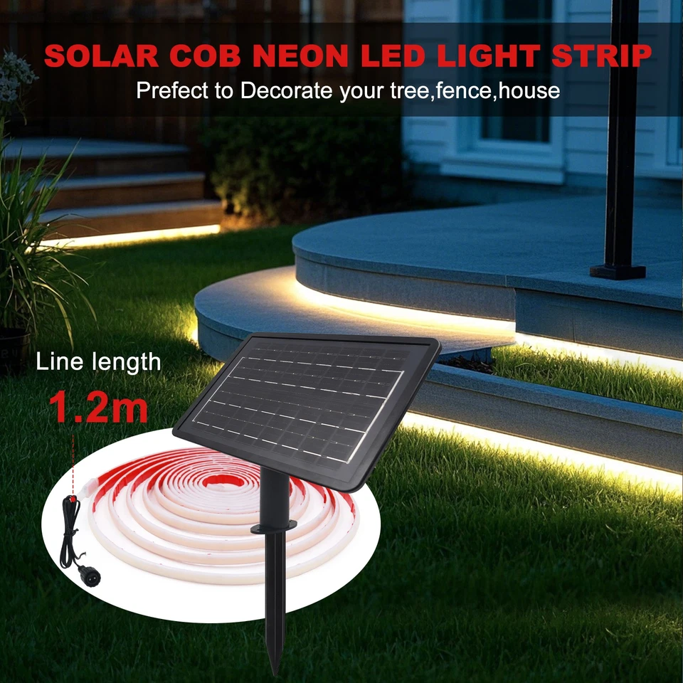 Solar COB LED Streifen Stripe Band Leiste Lichtband Wasserdicht Schlauch Außen - Bild 4 von 4