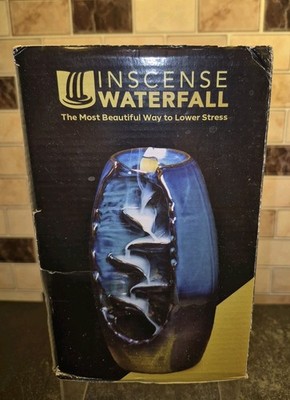 Smoke Incense Burner Ceramic Mountain Backflow Waterfall River W/100 ScentedCone