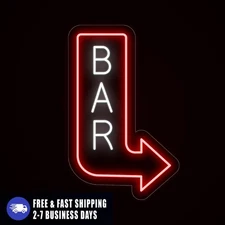 Neon Light Bar Arrow Sign for Indoors: Vertical LED Neon for Coffee Bar Business