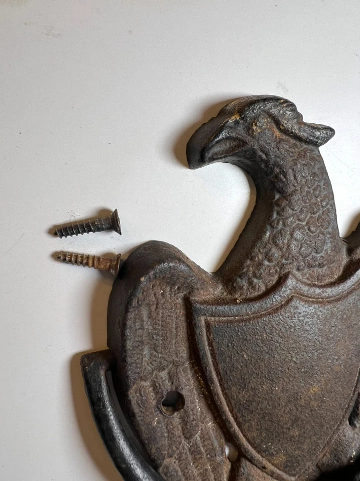 Antiguo Llamador Puerta Águila Estilo Federal Hierro Fundido Colonial Renacimiento Acero Foto 2 de 4