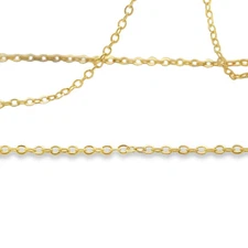 Gold Plated Brass Chain | Figaro Flat Cable Chain | Size: 1.8mm | 1 Foot