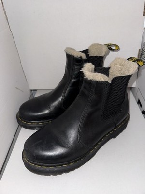 Dr. Martens 2976 Leonore Chelsea Boots Schwarz Leder Teddy Fur Winter eU 39