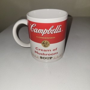Campbells Cream of Mushroom Soup Coffee Mug Tea Cup Houston Harvest Vintage 2002