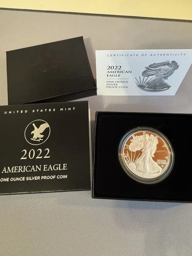 2022-W American Silver Eagle Proof Dollar $1 Box COA US Mint Bullion OGP 22EA